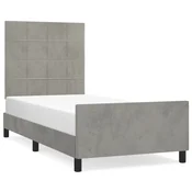 Vidaxl Posteljni okvir brez vzmetnice svetlo siv 90x200 cm žamet