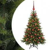 Vidaxl Umetna božična jelka z bučko 120 cm 150 LED Toplo bela