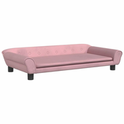 vidaXL Dječja fotelja ružičasta 100x50x26 cm baršunasta