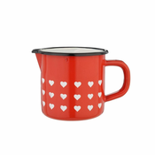 Emajl lonec s kljunom 10cm/750ml/rdeč s srčki/emajl