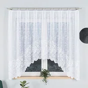 shumee Kinga gotova zavesa s podrezanim robom, žakard, bela, z ornamenti, 330x160 cm