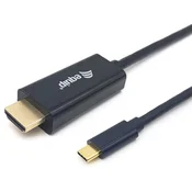 EQUIP USB 3.0 Type C HDMI 2.0 transformator Crno 3m 133413