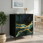 vidaXL Predalni šafka WIJHE Tirkizni marmorni vzorec 66 x 36,5 x 76 cm