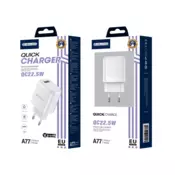 Jellico Adapter A77 hišni punjac 3.0A Quick Charge 22,5W ulaz USB A s kablom TYPE C - (EU Blister) - bijel