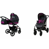 Babylux Largo Black Purple | 2v1 Kombinirani Voziček kompleti | Otroški voziček + Carrycot