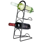 shumee Črno kovinsko stojalo za vino za 4 steklenice, 21x43 cm