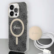 Guess GUESS OVITEK SET + MAGSAFE POLNILEC ZA IPHONE 14 PRO MAX 6.7 ČRN, (21834922)