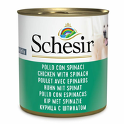SCHESIR Konzerva za pse Pileci file u želeu sa špinatom, 285g