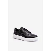Mens Leather Sports Shoes Zazoo 1544 Black