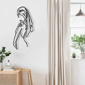 WallXpert metalni zidni ukras DCV-1038-MT, linijski ženski portret sa dugom kosom, 50 x 28 cm, crni