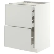 METOD / MAXIMERA Pod.orm.2front/2dnj/1srd/1vis.fiok, bela/Aspudden svetlosiva, 60x60 cm