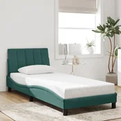 shumee vidaXL Posteljni okvir z vzglavjem temno zelen 90x200 cm žamet
