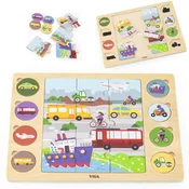 Viga Toys Lesena sestavljanka Ugani po senci - Prevozna sredstva Sestavljanka 17 el.