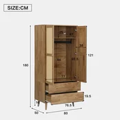 SONNENH Garderobna omara, MDF, 80 x 50 x 180 cm, predali za shranjevanje, za shranjevanje v spalnici