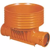 slomart Kineta PP 425x160 180° vstop tip1 pretočni, za valovito dvižno cev DN/ID 425mm in gladko vstopno cev 160mm, z tesnilom, oranžna barva (Diamir 425NW)
