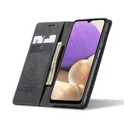 CaseMe Ovitek za Samsung Galaxy A32 5G, usnjen ovitek denarnica, črn