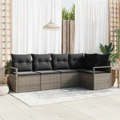 Sjedeća garnitura za vrt 5 kom. Siva poliratan 232 x 122 x 85 cm