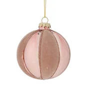 Novogodišnja kugla roze, pliš/ SJAJ D.8cm staklo 139222