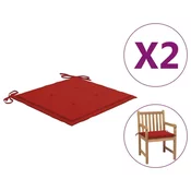 Jastuci za vrtne stolice 2 kom crveni 50x50x4 cm od tkanine