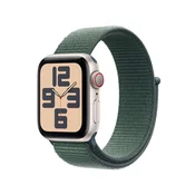Apple Watch SE: GPS + Cellular, 40mm, ohišje iz aluminija v zvezdnati barvi, pašček Sport Loop v barvi zelenega jezera oblaka