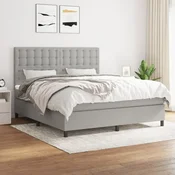 Greatstore Box spring postelja z vzmetnico svetlo siva 180x200 cm blago