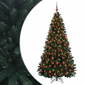 Vidaxl Umetno božično drevesce, temno zeleno, z okraski 180 cm 300 LED