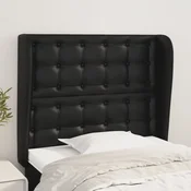Vidaxl vidaXL Vzglavnik s krilci črne barve 103x23x118/128 cm umetno usnje