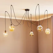EMIBIG LIGHTING Stropna svetilka Starla, steklo grafit/jantar/prozorno, 5-kraka, - Dnevna soba/jedilnica - Sodobni - črna, grafitna, jantar, prosojna