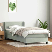 vidaXL vidaXL Box spring postelja z vzmetnico svetlo siva 80x220 cm žamet, (21793147)