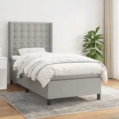 Greatstore Box spring postelja z vzmetnico svetlo siva 90x190 cm blago