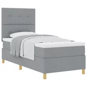 vidaXL Box Spring Bed z vzmetnico Svetlo siva 80x200 cm Tkanina