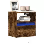 Vidaxl vidaXL Stenska TV omarica z LED osvetlitvijo dimljen hrast 41x31x45 cm