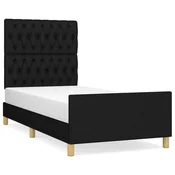 Vidaxl posteljni okvir brez vzmetnice Črna 90x190cm Tkanina