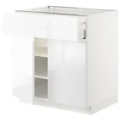METOD / MAXIMERA Podni element s fiokom/2 vrata, bela/Voxtorp v. sjaj bela, 80x60 cm
