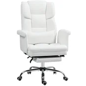 HOMCOM HOMCOM pisarniški stol umetno usnje 69D x 65Š x 107 115V cm Bel, (5000242834)