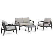 Casa Padrino luxury garden furniture set gray/anthracite - 1 Luxury Garden Sofa & 2 Luxury Garden Armchairs & 1 Luxury Garden Table - Garden furniture - Patio furniture - Luxury furniture