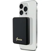 Guess Induktivna prenosna baterija 5W 3000mAh MagSafe Metal Script Logo Black