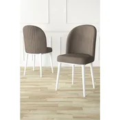 Hanah Home set trpezarijskih stolica Aste 8 kom, kapucino tkanina Babyface, bele metalne noge