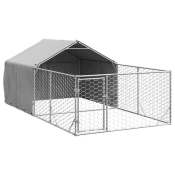 Vidaxl Zunanji pasji boks z izpustom 4x2x1,5 m pocinkano jeklo