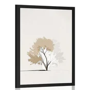 Plakat minimalistično drevo z listi - 20x30 silver