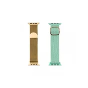 JUST IN CASE Set dve narukvice za Apple Watch, 42-45mm, Zlatna i tirkizna