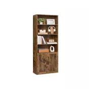 Songmics Knjižna omara 6-nadstropna visoka polica z vrati 24x60x175 cm rjava