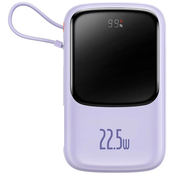 Powerbank Baseus Qpow Pro with USB-C cable, USB-C, USB, 10000mAh, 22.5W (purple)