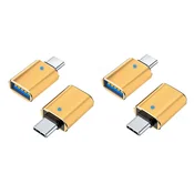 INF USB-C OTG adapter z LED, komplet 4, USB 3.0 aluminij 5Gbps Gold, (5000276901)