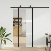 vidaXL vidaXL Drsna vrata z opremo črna 76x205 cm ESG steklo, (21749520)
