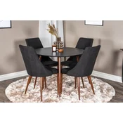 Venture Design Jedilna miza in stol set Plaza okrogla miza in stoli Leone Miza 100 cm Črna
