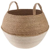 Vidaxl Lonček za rastline z ročaji Bela O 45 x 36 cm 100% morska trava