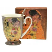 Velika porcelanasta skodelica z žličko, 300 ml, v škatli, kolekcija Klimt Kiss