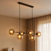 EMIBIG LIGHTING Steklena viseča svetilka, 8-svetlobna, črna, grafit, steklo, E14 - Dnevna soba/jedilnica - Sodobni - črna, grafitna