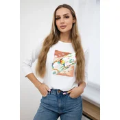 Blouse with 3D Bird white graphics